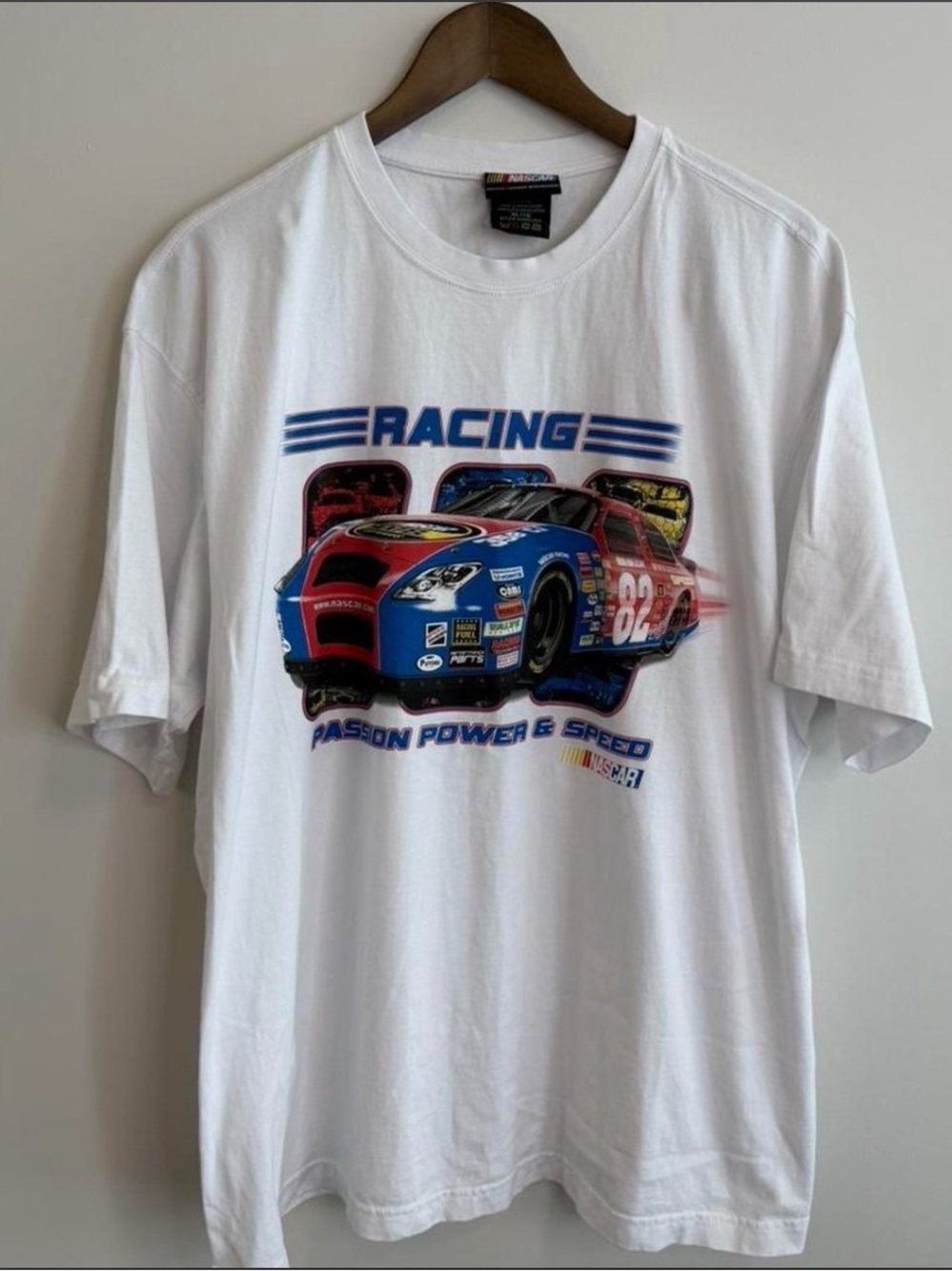 NASCAR Racing Passion Power & Speed Graphic Tee XL Y2K Motorsport T-Shirt